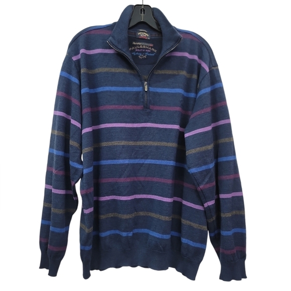 Paul and shark knitted Stripe Half zip Long-Sleeve Wool Sweater - Picture 1 of 8